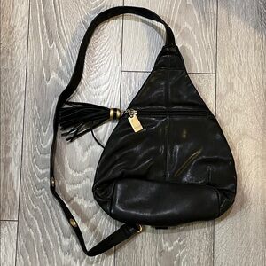 Elegant Black Leather Sling Bag